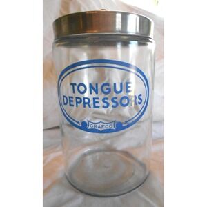 Vintage Grafco Tongue Depressor Medical Office Apothecary Jar Lid Canister 8" De